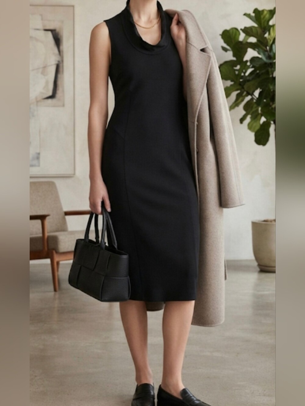 Sarah Pacini Avant Garde Black Dress Chic Quiet Luxury Made In Italy SMALL
